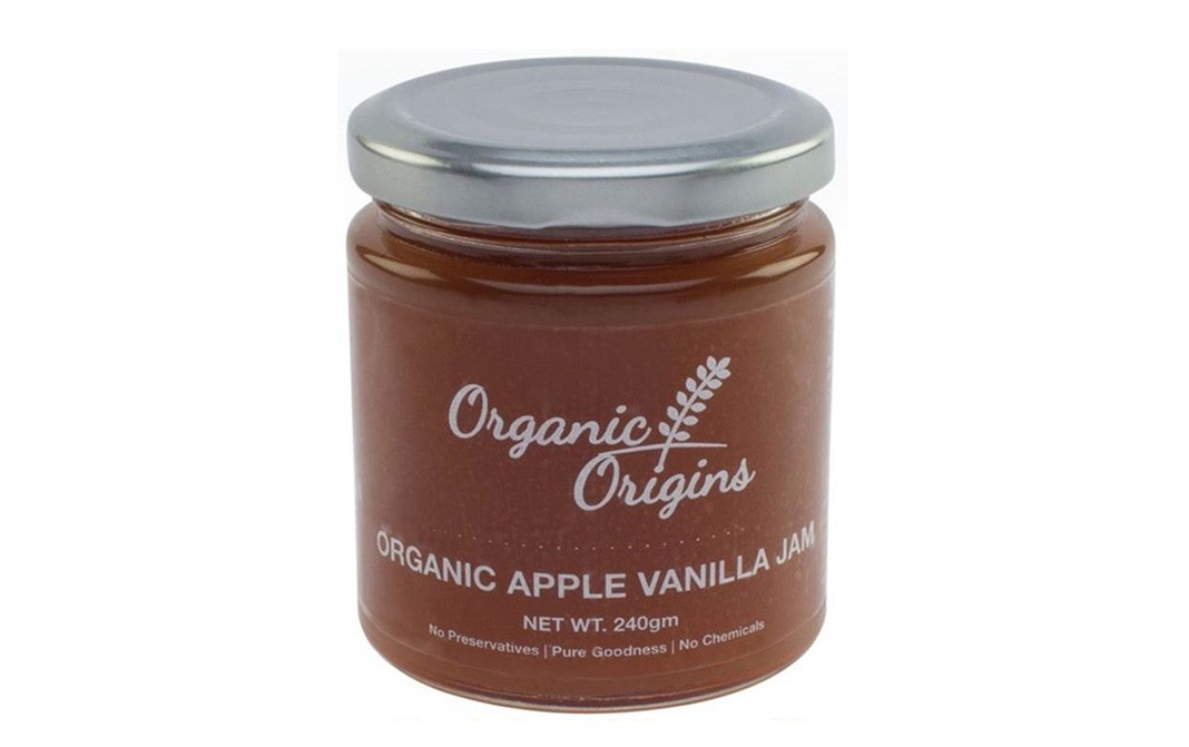 Organic Origins Organic Apple Vanilla Jam    Glass Jar  240 grams
